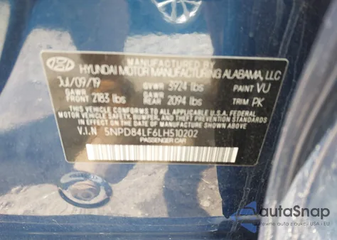 2020 Hyundai Elantra Sel из США, поврежденный, VIN 5NPD84LF6LH510202